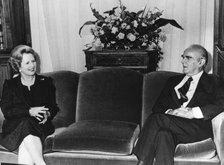 Margaret Thatcher with President Karamanlis on her state visit to Athens, 26th September 1980. Artist: Unknown
