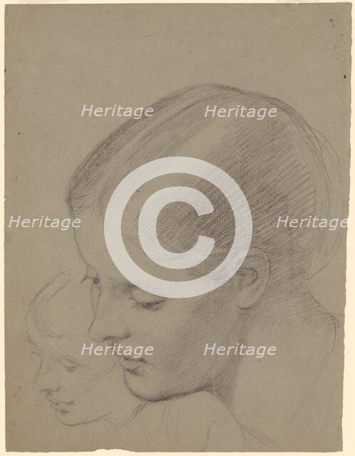 Studies of a Female Head [recto], c. 1850-1870. Creator: Enoch Wood Perry.