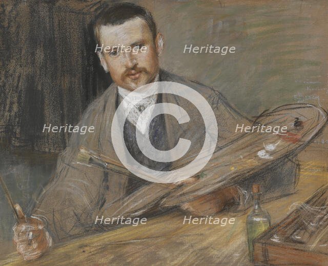 Johan Kindborg, 1861-1907, artist, married to wood engraver Emy Edman, 1880s. Creator: Sven Richard Bergh.