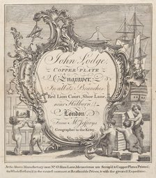 Trade Card for John Lodge, Copper Plate Engraver, 18th century. Creator: Anon.