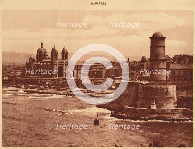 'Fort St. Jean and Cathedral, Marseille', 1930. Creator: Unknown.