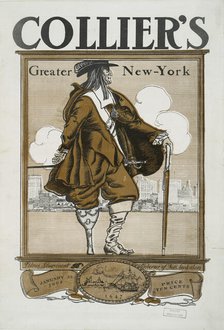 Collier's Greater New York, Petrus Stuyvesant, Governor of New Amsterdam, 1647, January 25, 1902. Creator: Edward Penfield.