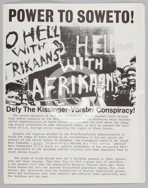 Pamphlet about the Patrice Lumumba Coalition, 1976. Creator: Unknown.