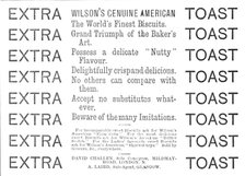 Wilson's Genuine American - Extra Toast, 1883.  Creator: Unknown.