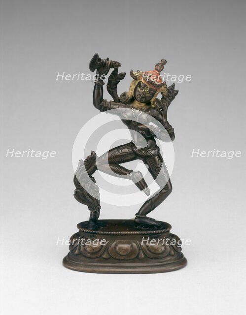 Goddess Vajravarahi Dancing with Chopper (karttrika) and Skullcup (kapala), 15th century. Creator: Unknown.