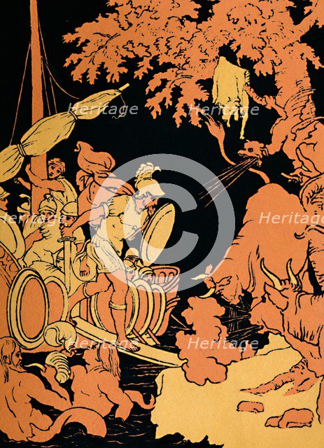 'The Fire-Breathing Bulls', 1880. Artist: Picart.