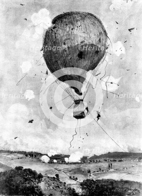 The recent Military Balloon Experiments in Germany:...artillery shooting at a balloon..., 1898. Creator: HC Seppings Wright.