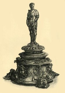 Bronze inkstand with figurine of a Roman emperor, mid 16th century, (1881).  Creator: W. W. McCarty.