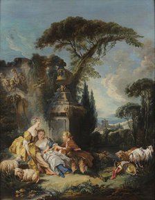 Pastoral scene, Between 1730 and 1760. Creator: Boucher; François (1703-1770).