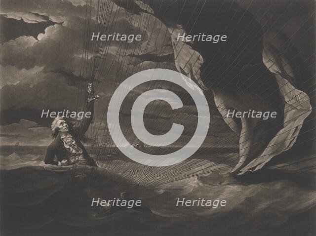 The Perilous Situation of Major Mony, When He Fell into the Sea with His Balloon, June 24, 1789. Creator: John Murphy.