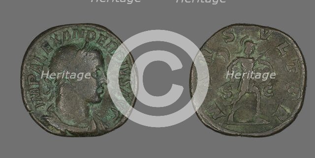 Sestertius (Coin) Portraying Emperor Severus Alexander, 231-235. Creator: Unknown.