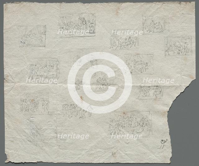 Compositional Sketches after Raphael and other artists (recto), c. 1800. Creator: Unknown.