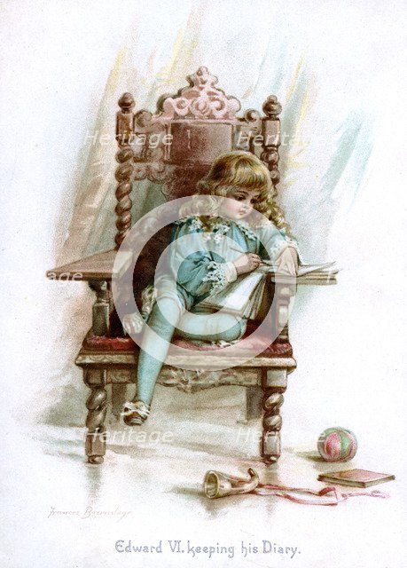 'Edward VI, keeping his Diary', 1897.Artist: Frances Brundage