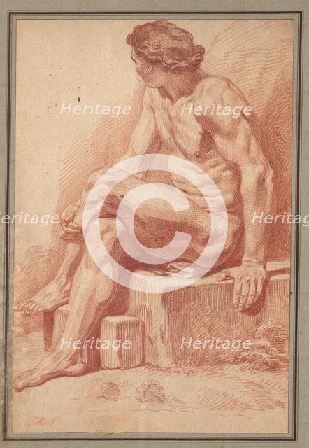 Seated Male Nude, 1693-1695. Creator: Claude Gillot (French, 1673-1722).