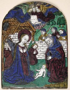 Plaque with Adoration of the Shephards, French, 15th century. Creator: Unknown.