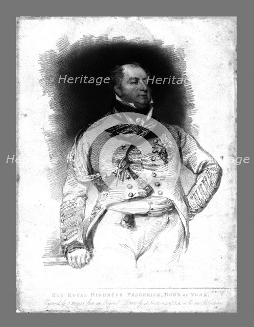 'His Royal Highness Frederick, Duke of York', c1820s. Artist: J Wright.