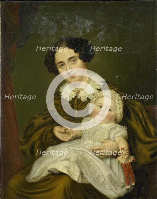 Mrs. Carp and her little boy, 1835-1843. Creator: Louis Moritz.