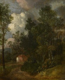 A Wooded Landscape with Figures by a House, c1790s. Creator: Thomas Gainsborough.