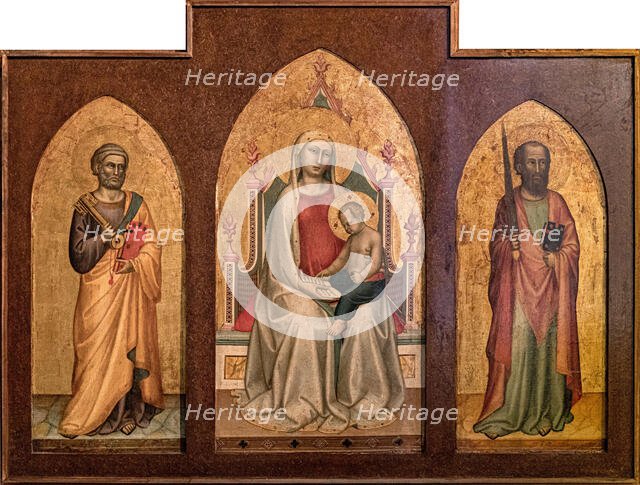 Madonna and Child Reading, between Saints Peter and Paul, First Half of 14th cen.. Creator: Daddi, Bernardo (1290-1350).