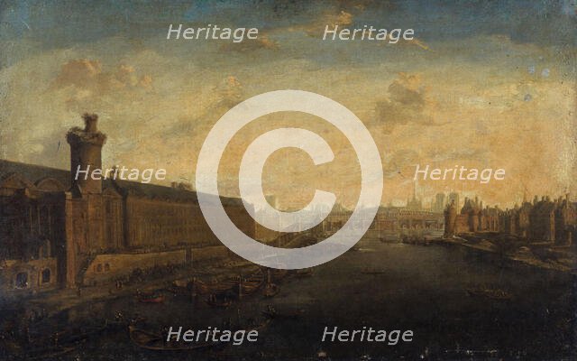 Grande Galerie of the Louvre, with Porte Neuve, Pont-Neuf, the Cité, Tour de Nesle...around 1640,  Creator: Unknown.