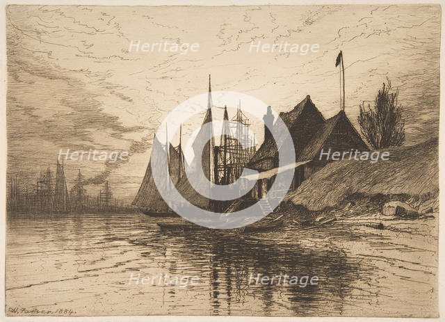 Evening, New York Harbor, 1884. Creator: Henry Farrer.