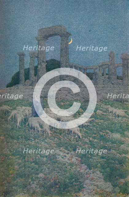 'The Temple of Poseidon and Athene or Aegina', 1913. Artist: Jules Guerin.