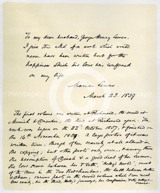 Original manuscript of Adam Bede, 23rd March 1859.Artist: George Eliot