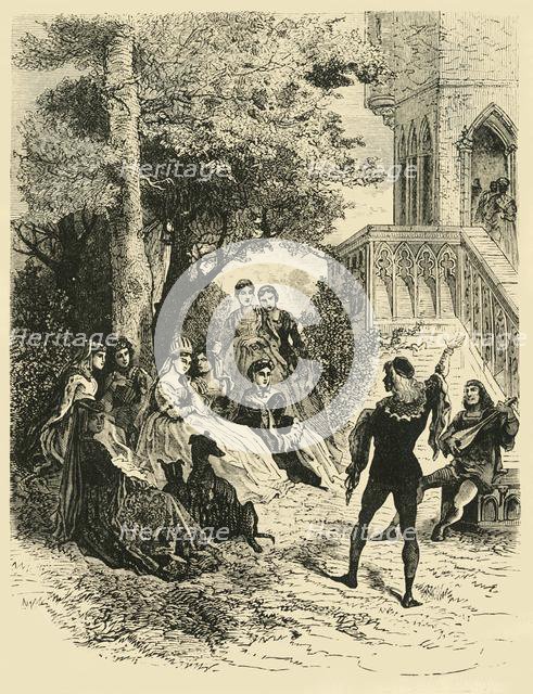 'The Trouvere Adenes at the Court of Queen Marie of Brabant', (1274-1285), 1890.   Creator: Unknown.