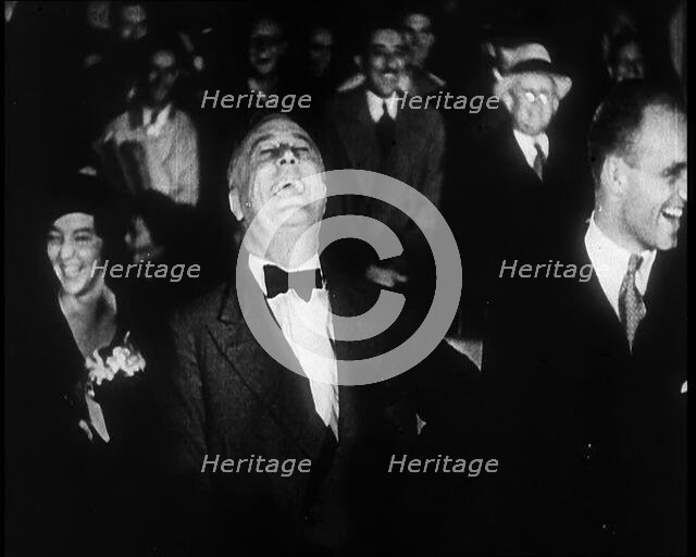 Presidential Candidate Franklin D Roosevelt Listening To the Actor Will Rogers Pledging..., 1932. Creator: British Pathe Ltd.