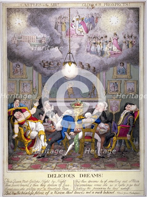 'Delicious Dreams! Castles in the air! Glorious prospects!', 1821.                                   Artist: Anon