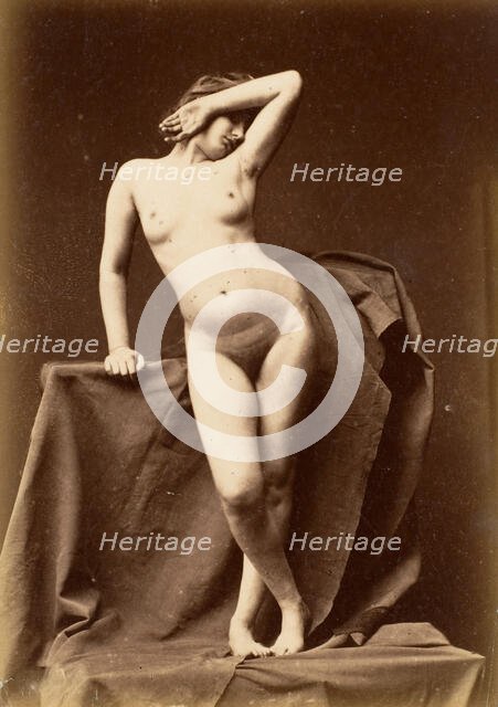 [Young Woman, Nude, From the Front with Hand Over Face], 1860s. Creator: Unknown.