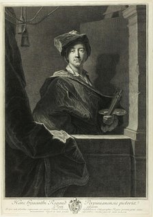 Portrait of Hyacinthe Rigaud, 1700. Creator: Pierre Drevet.