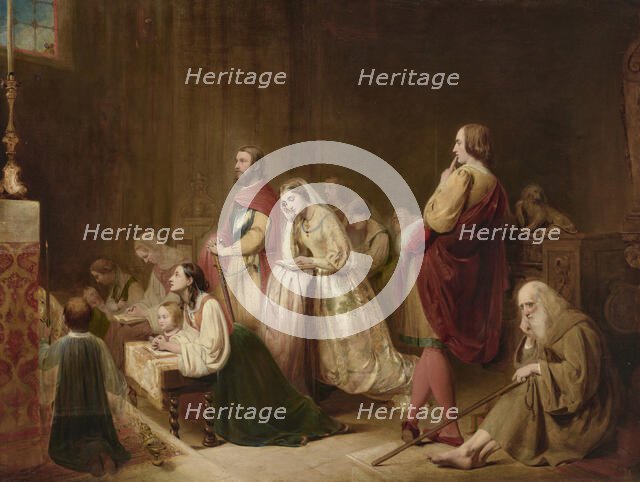 The First Meeting of Petrarch and Laura. Creator: O'Neil, Henry Nelson (1817-1880).