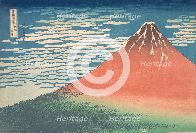 South Wind, Clear Sky (Gaifu kaisei), also known as Red Fuji, from the series Thirt..., ca. 1830-32. Creator: Hokusai.