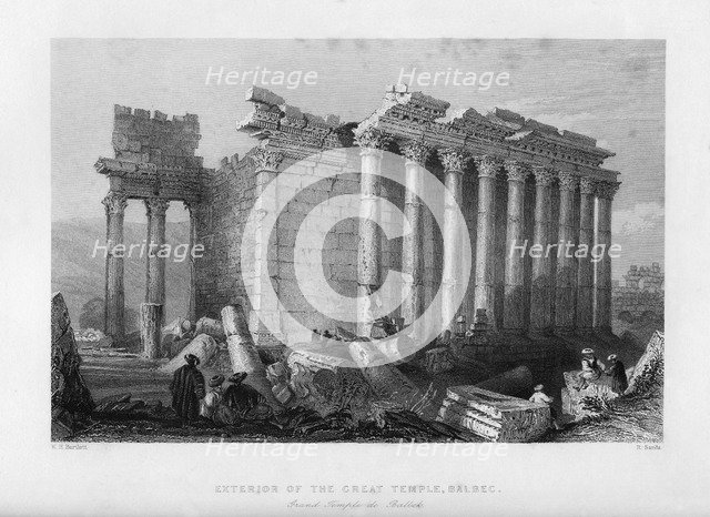 'Exterior of the Great Temple, Balbec', 1841. Creator: Robert Sands.
