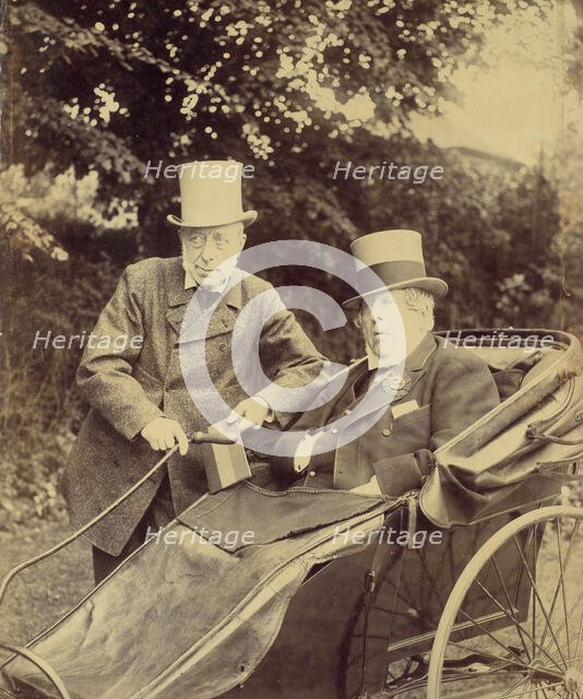 Two Gentlemen, One in Cart, 1860s-70s. Creator: Unknown.