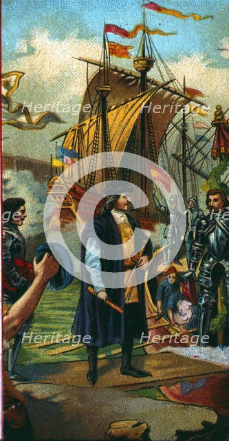Return from Columbus on March 15, 1493 aboard the La Niña caravel to the port of Palos. . Creator: Serra Pausa, Joan (1861-1902).