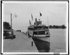 Str. New Island Wanderer landing at the Frontenac, Round Island, N.Y., between 1890 and 1901. Creator: Unknown.