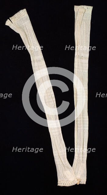 Evening mitts, American, 1850. Creator: Unknown.