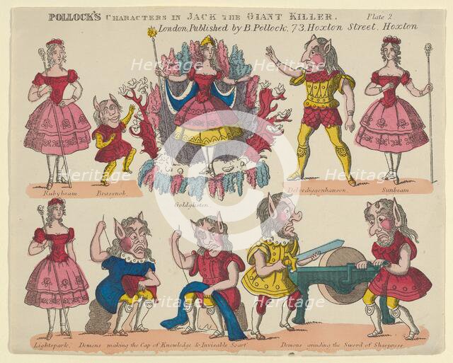 Characters, from 'Jack the Giant Killer', Plate 2 for a Toy Theater, 1870-90., 1870-90. Creator: Benjamin Pollock.