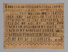 Sampler, Massachusetts, 1793/94. Creator: Hannah Howard.