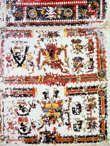 Codex Borgianus showing confronting deities, Mixtec, Pre-Columbian Mexico, 12th-16th century. Artist: Unknown