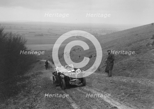 MG Magna competing in a trial, Crowell Hill, Chinnor, Oxfordshire, 1930s. Artist: Bill Brunell.