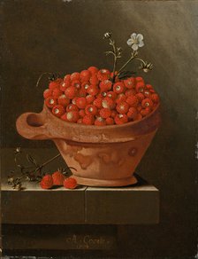  Still life with strawberries in a clay pot, 1704. Artist: Coorte, Adriaen (active 1683-1707)