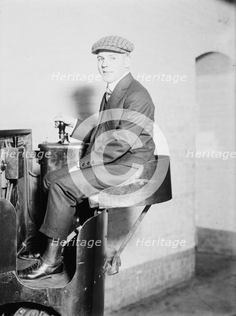 Monorail Subway, Capitol To Senate, John W. Hinkel, Operator of Car, 1914. Creator: Harris & Ewing.