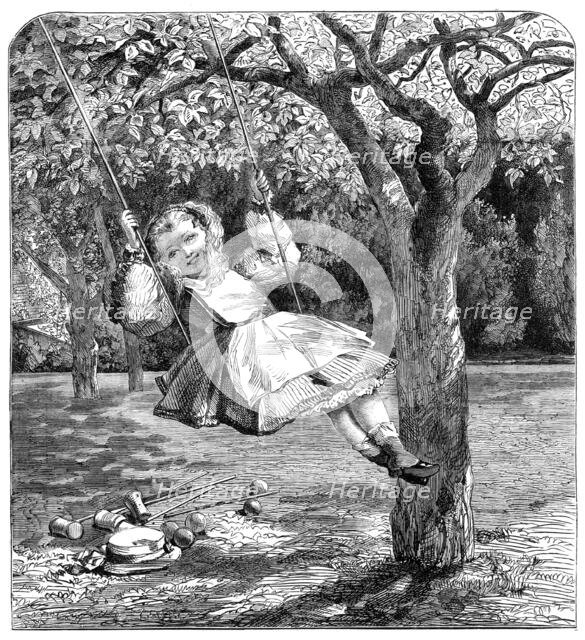 "The Swing," by W. L. Thomas, in the Exhibition of the Society of British Artists, 1864. Creator: William Luson Thomas.
