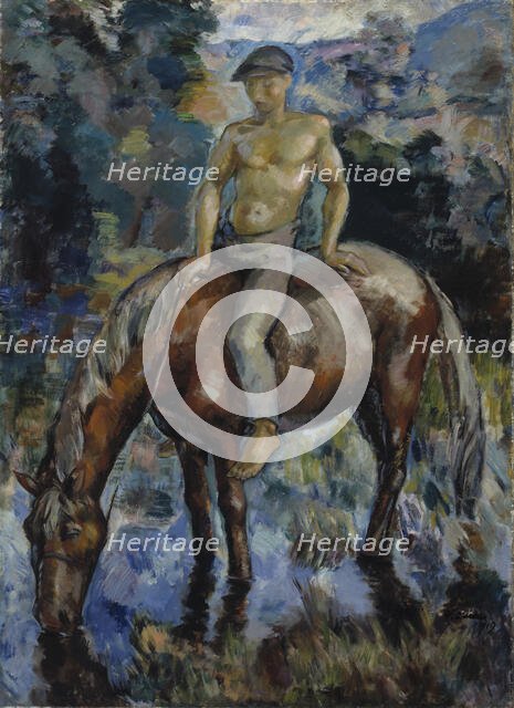 Watering the Horse, 1919. Creator: Yrjö Aleksander Ollila.