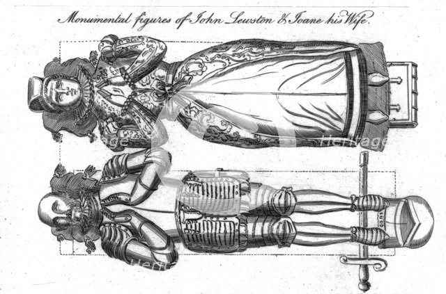'Monumental figures of John Lewston & Joane his Wife'. Creator: Unknown.