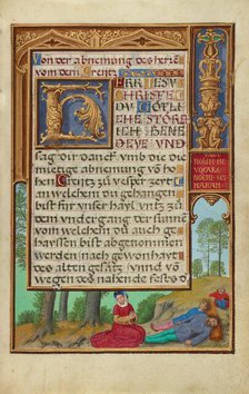 Border with Naomi Grieving the Loss of Her Family, about 1525-1530. Creator: Simon Bening.