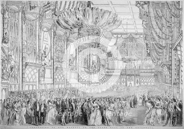 Procession of Queen Victoria to the State Ball in the Guildhall, City of London, 1851. Artist: John Abraham Mason